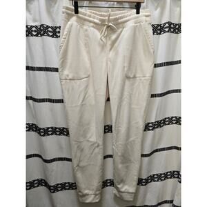 Columbia white fleece joggers with pockets stretch cozy and warm size large